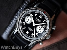 Show product details for Hanhart 417 ES 1954 Reverse Panda Flyback Column Wheel Chronograph