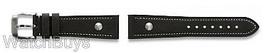 Show product details for Hanhart Pioneer Strap - 23 x 20 Calfskin Black; Grey Stitch - Short Length