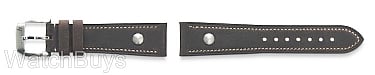 Show product details for Hanhart Pioneer Strap - 20 x 18 Calfskin Dark Brown; White Stitch - Short Length