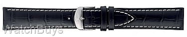 Show product details for Sinn Strap - 20 x 18 Cowhide Black; White Stitch - Alligator Grain - Standard Length