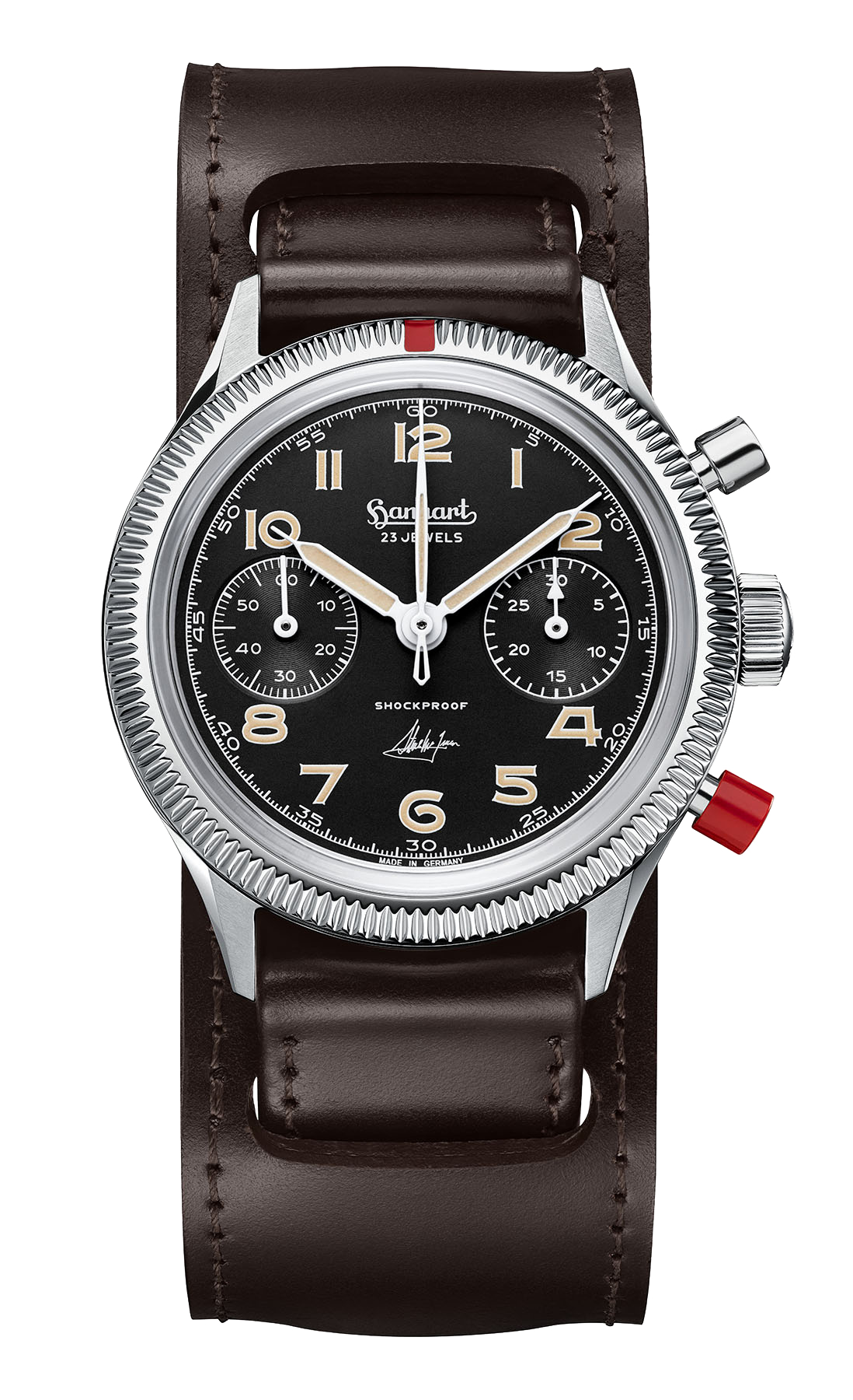 Front dial of the Hanhart 417 ES Steve McQueen Limited Edition