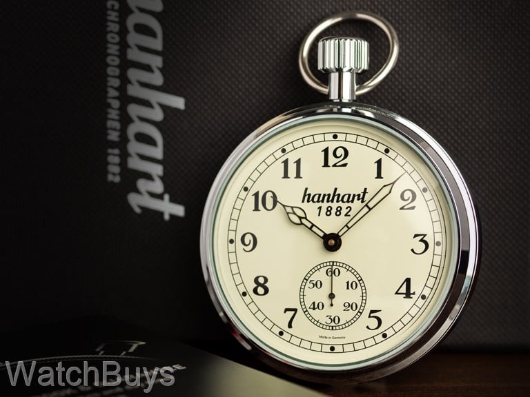 Hanhart Board Time Pocket Watch Smooth Bezel Beige