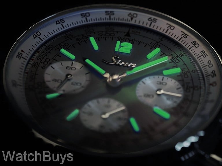 Sinn 903 Column Wheel St II Green on Fine Link Bracelet