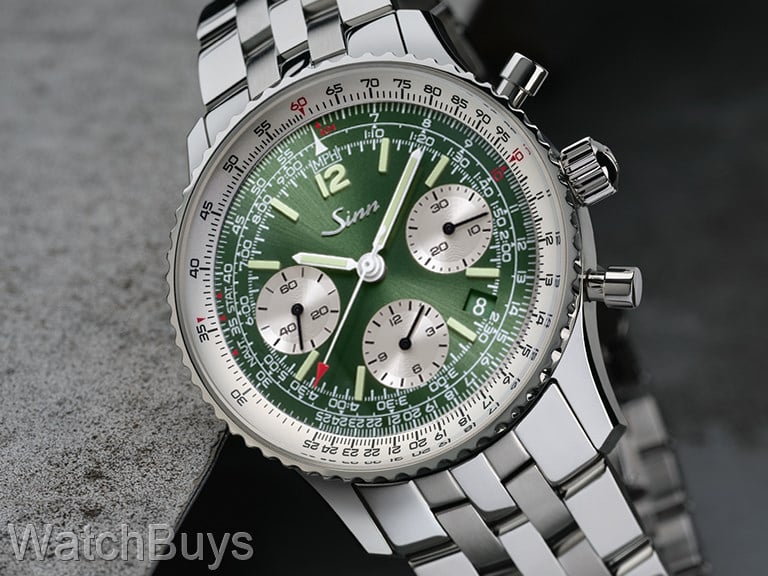 Sinn 903 Column Wheel St II Green on Fine Link Bracelet