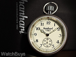 Hanhart Board Time Pocket Watch Coin Bezel Beige