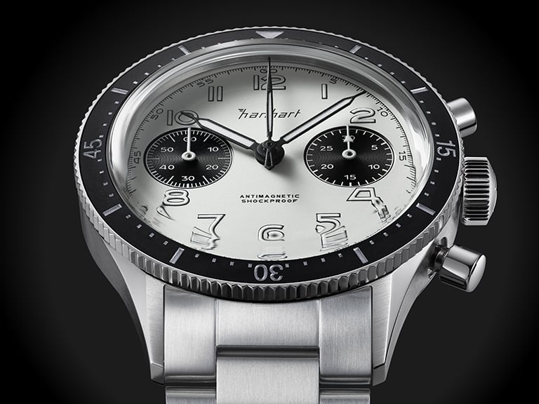 Hanhart 415 ES Panda Chronograph on Quick Adjust Bracelet - 39 mm