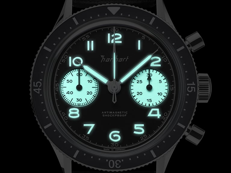 Hanhart 415 ES Reverse Panda Chronograph on Quick Adjust Bracelet - 39 mm