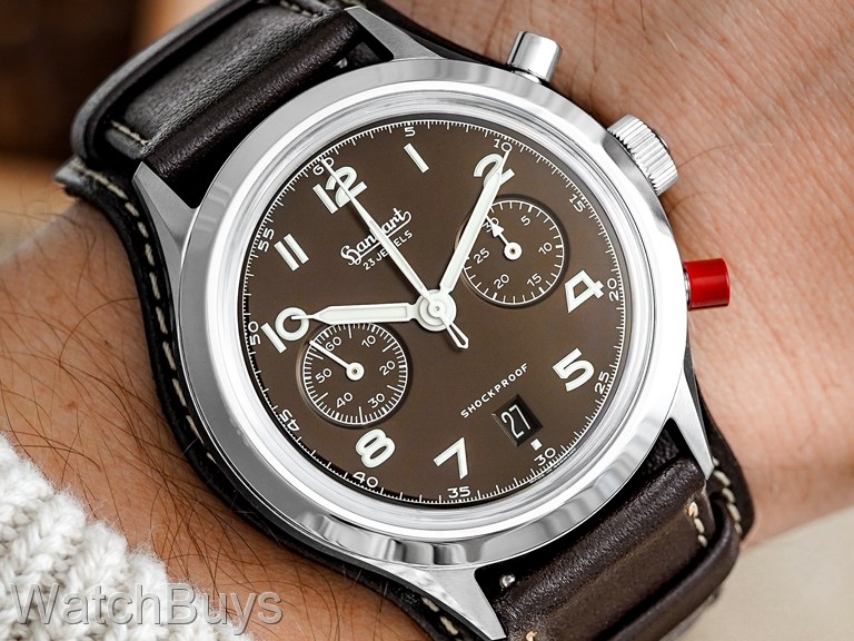 Hanhart 417 ES Mocha Flyback Column Wheel Chronograph LE on Strap - 42 mm