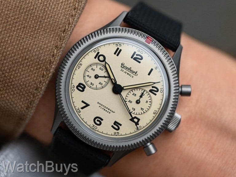 Hanhart 417 Titanium Desert Pilot Flyback Column Wheel Chronograph LE - 39 mm