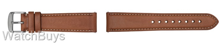 Hanhart Pioneer Strap - 20 x 18 Calfskin Light Brown; White Stitch - Without Rivets - Long Length