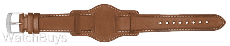 Hanhart Pioneer Strap - 20 x 18 Calfskin Light Brown; White Stitch - Without Rivets With Bund - Standard Length