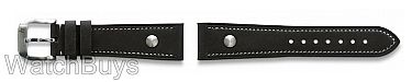 Hanhart Pioneer Strap - 20 x 18 Calfskin Black; White Stitch - Short Length
