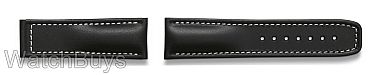 Hanhart Primus Strap - 24 x 22 Calfskin Black; White Stitch - Standard Length