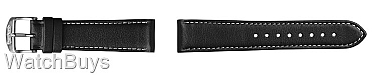 Hanhart Pioneer Strap - 20 x 18 Calfskin Black; White Stitch - Long Length
