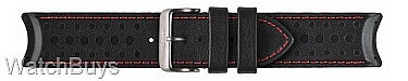 Sinn Strap - R500 Leather Racing Strap - Cowhide Black; Red Stitch - Standard Length
