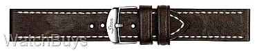 Sinn Strap - 20 x 20 Cowhide Dark Brown; White Stitch - Vintage Style - Short Length