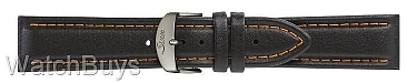 Sinn Strap - 20 x 18 Cowhide Black; Orange Stitch - Titanium Buckle - Standard Length