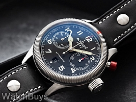 Show product details for Hanhart Pioneer MonoControl Single Button Chronograph Black Dial