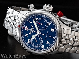 Show product details for Hanhart Pioneer TwinControl Blue Dial on Bracelet
