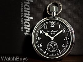 Show product details for Hanhart Board Time Pocket Watch Smooth Bezel Black