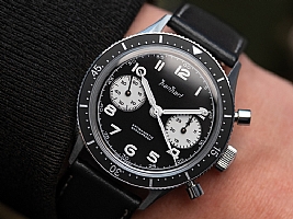 Show product details for Hanhart 415 ES Reverse Panda Chronograph on Strap Non-Refundable Deposit