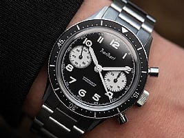 Show product details for Hanhart 415 ES Reverse Panda Chronograph on Quick Adjust Bracelet - 39 mm