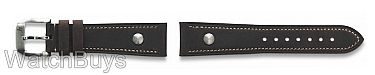 Show product details for Hanhart Pioneer Strap - 21 x 18 Calfskin Dark Brown; White Stitch - Short Length