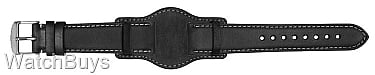 Show product details for Hanhart Pioneer Strap - 20 x 18 Calfskin Black; White Stitch - Without Rivets With Bund - Standard Length