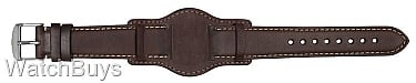 Show product details for Hanhart Pioneer Strap - 20 x 18 Calfskin Brown; White Stitch With Bund - Standard Length