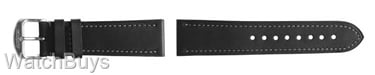 Show product details for Hanhart Pioneer Strap - 22 x 20 Calfskin Black; Grey Stitch - Without Rivets - Standard Length