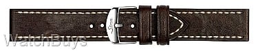Show product details for Sinn Strap - 20 x 20 Cowhide Dark Brown; White Stitch - Vintage Style - Standard Length