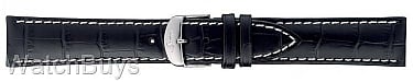 Sinn Strap - 20 x 18 Cowhide Black; White Stitch - Alligator Grain - Standard Length