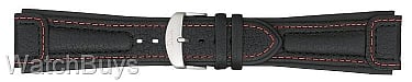 Show product details for Sinn Strap - 22 x 20 Cowhide Black; Red Stitch - Padded Double Stitched - Standard Length